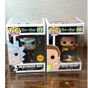 Funko Pop Rick & Morty Weaponized Rick Chase #172 + Sentient Arm Morty Lot Toys